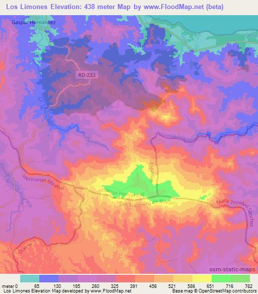 Los Limones,Dominican Republic Elevation Map