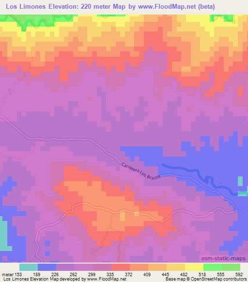 Los Limones,Dominican Republic Elevation Map