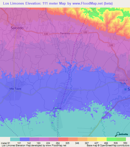 Los Limones,Dominican Republic Elevation Map