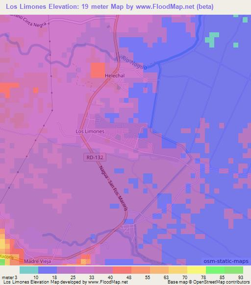 Los Limones,Dominican Republic Elevation Map