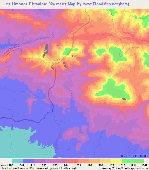 Los Limones,Dominican Republic Elevation Map