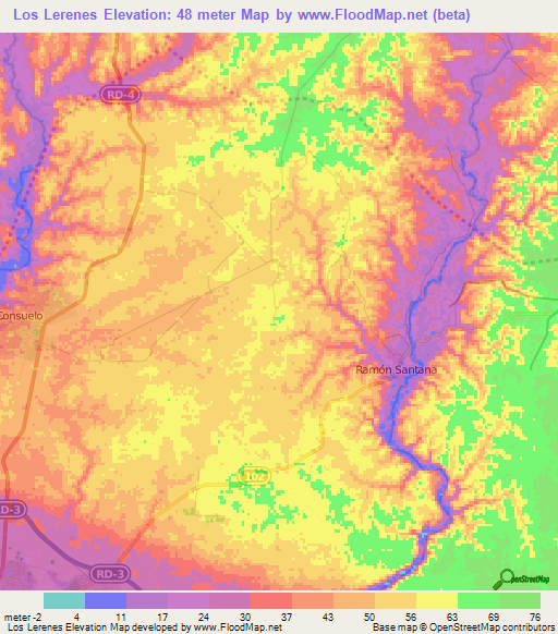 Los Lerenes,Dominican Republic Elevation Map