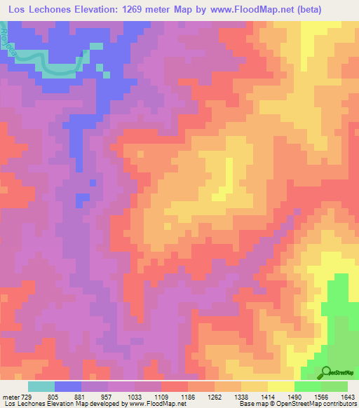 Los Lechones,Dominican Republic Elevation Map