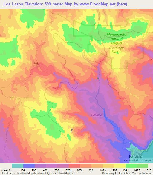 Los Lazos,Dominican Republic Elevation Map