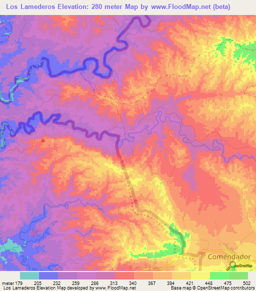 Los Lamederos,Dominican Republic Elevation Map