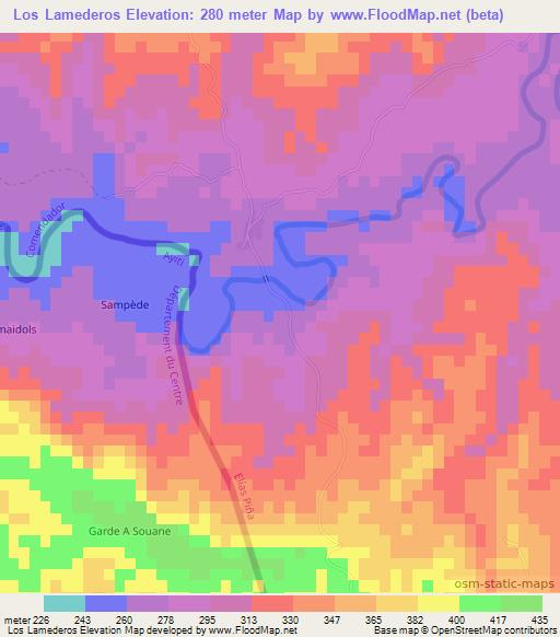 Los Lamederos,Dominican Republic Elevation Map