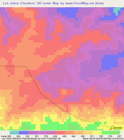 Los Jobos,Dominican Republic Elevation Map