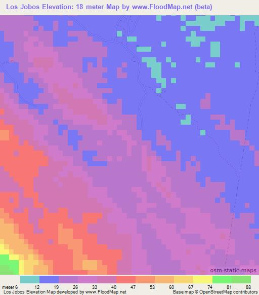 Los Jobos,Dominican Republic Elevation Map