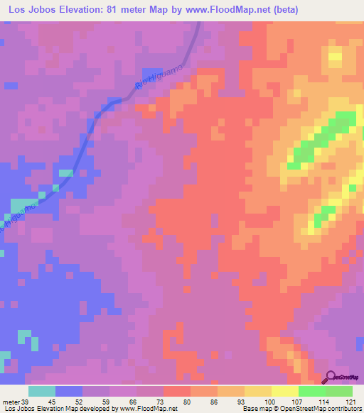 Los Jobos,Dominican Republic Elevation Map