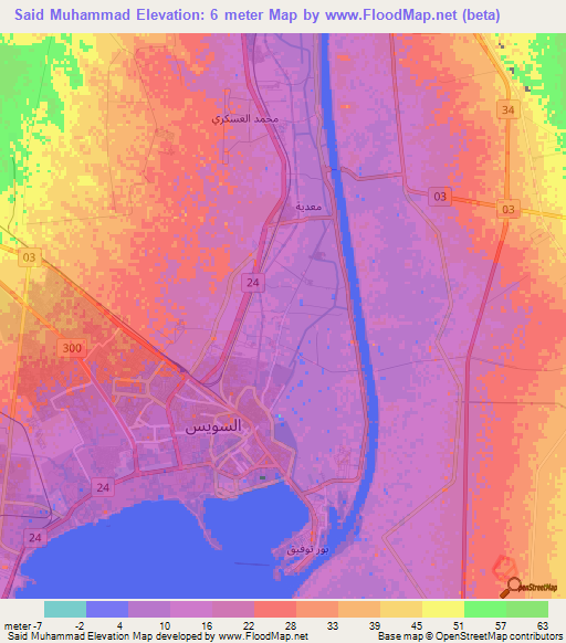 Said Muhammad,Egypt Elevation Map