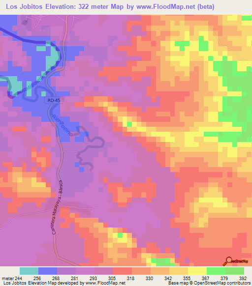 Los Jobitos,Dominican Republic Elevation Map