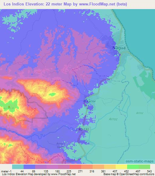 Los Indios,Dominican Republic Elevation Map