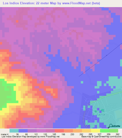 Los Indios,Dominican Republic Elevation Map