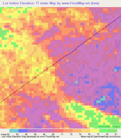 Los Indios,Dominican Republic Elevation Map