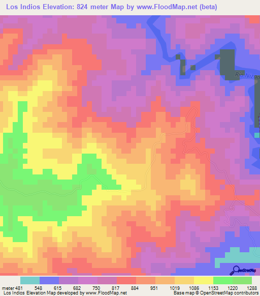 Los Indios,Dominican Republic Elevation Map