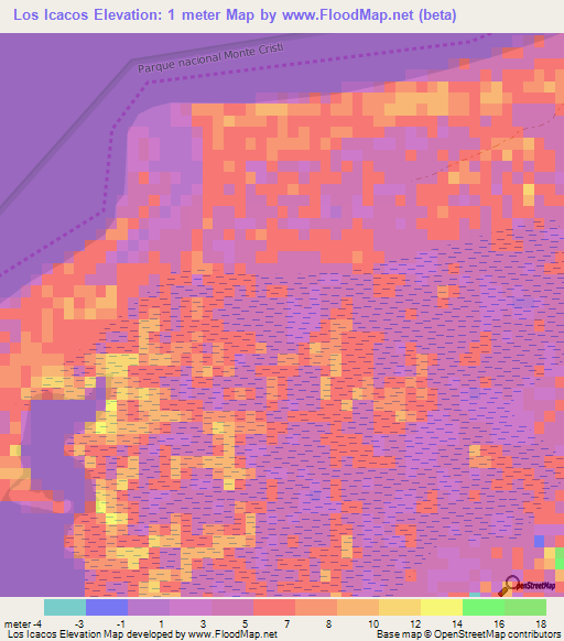 Los Icacos,Dominican Republic Elevation Map