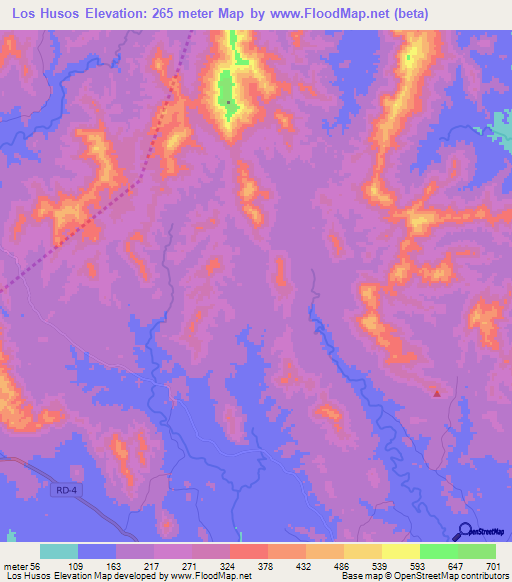 Los Husos,Dominican Republic Elevation Map