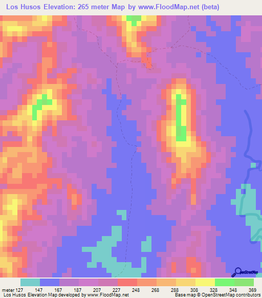 Los Husos,Dominican Republic Elevation Map