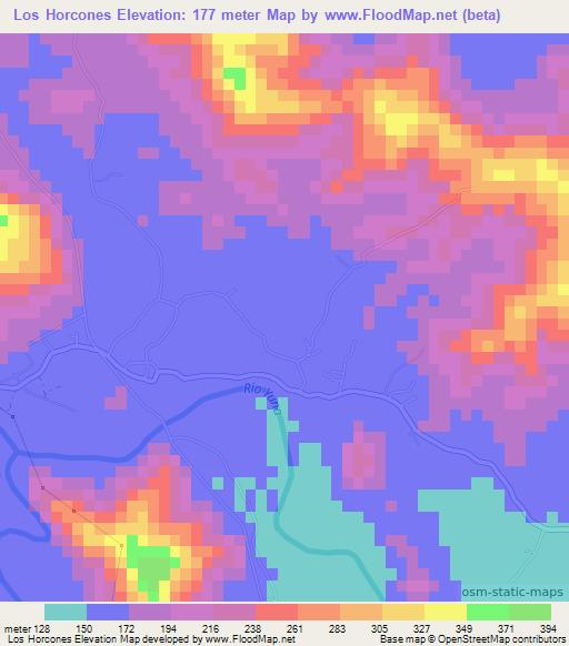 Los Horcones,Dominican Republic Elevation Map