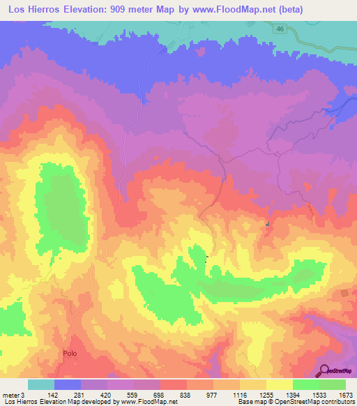 Los Hierros,Dominican Republic Elevation Map