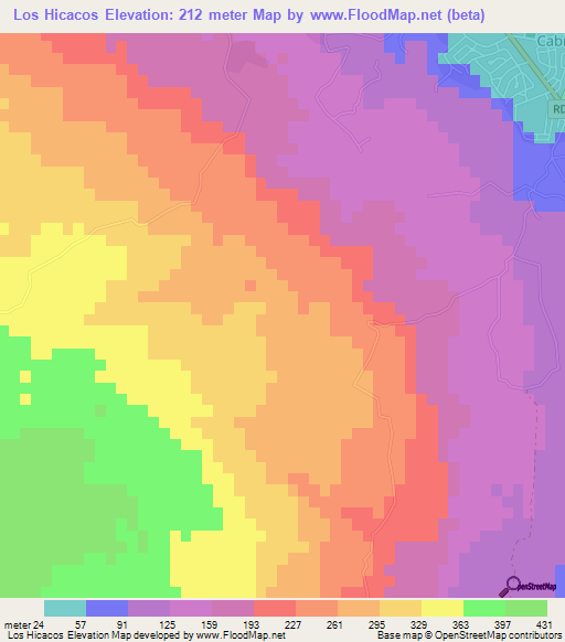 Los Hicacos,Dominican Republic Elevation Map