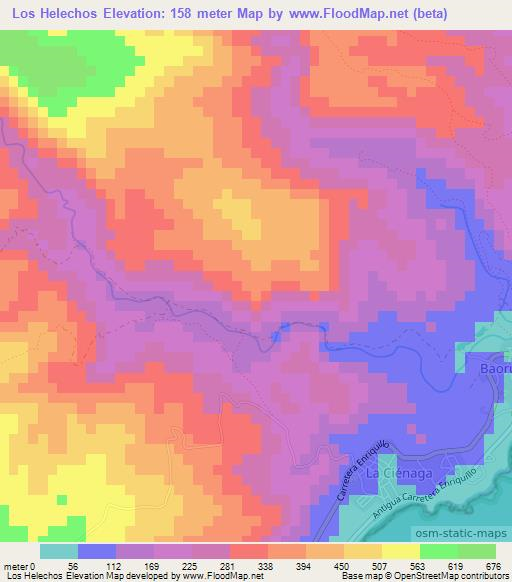 Los Helechos,Dominican Republic Elevation Map