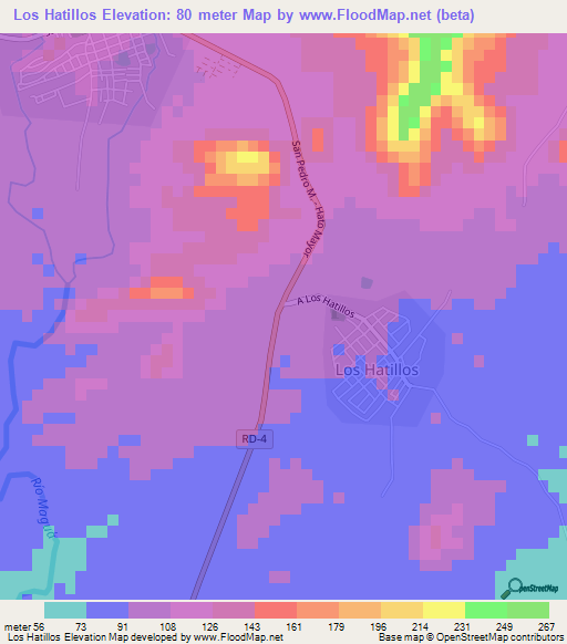 Los Hatillos,Dominican Republic Elevation Map