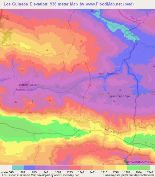 Los Guineos,Dominican Republic Elevation Map