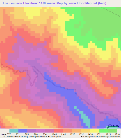 Los Guineos,Dominican Republic Elevation Map