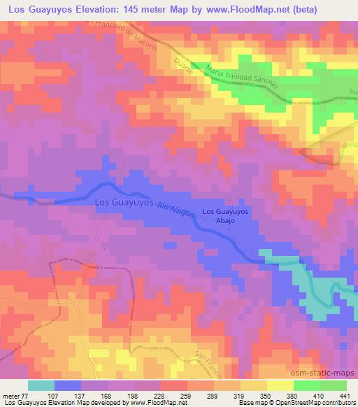 Los Guayuyos,Dominican Republic Elevation Map