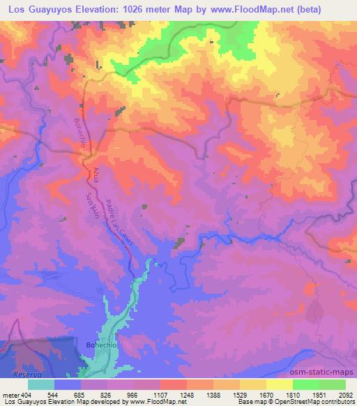 Los Guayuyos,Dominican Republic Elevation Map