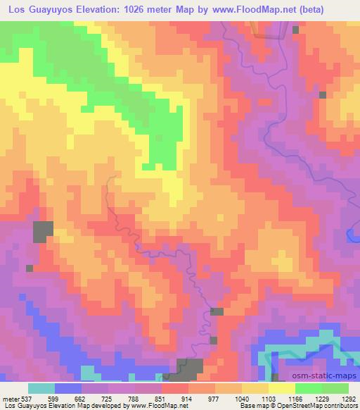 Los Guayuyos,Dominican Republic Elevation Map