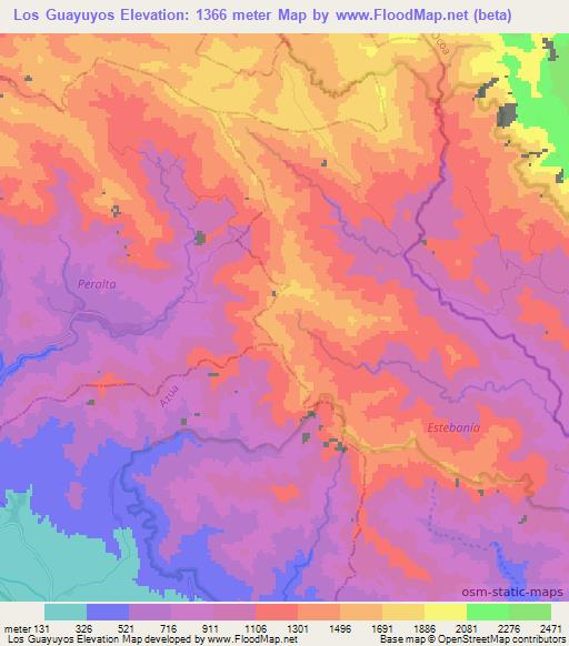 Los Guayuyos,Dominican Republic Elevation Map