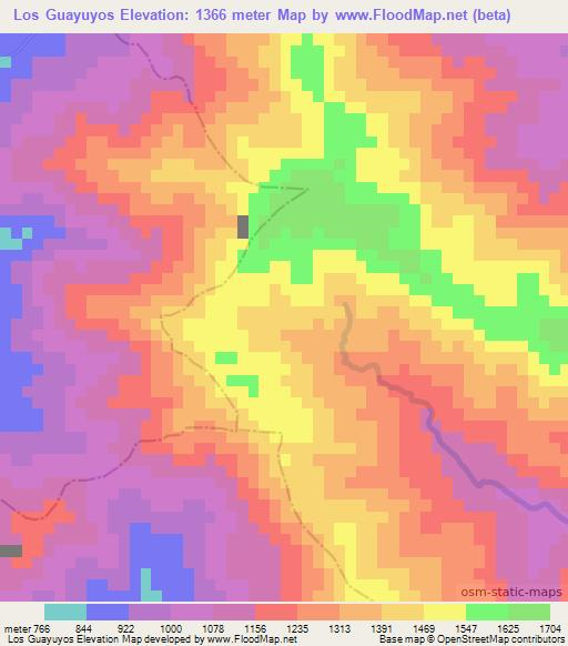 Los Guayuyos,Dominican Republic Elevation Map