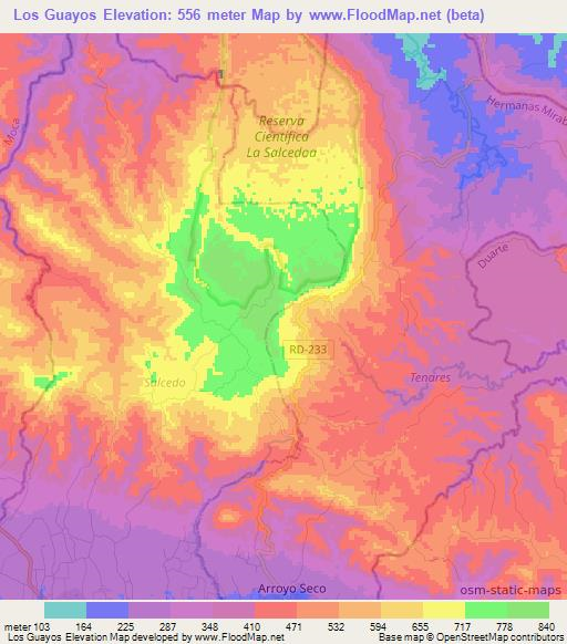 Los Guayos,Dominican Republic Elevation Map