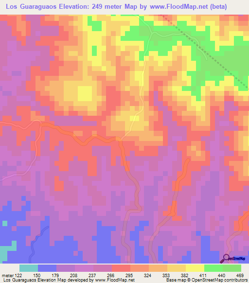 Los Guaraguaos,Dominican Republic Elevation Map