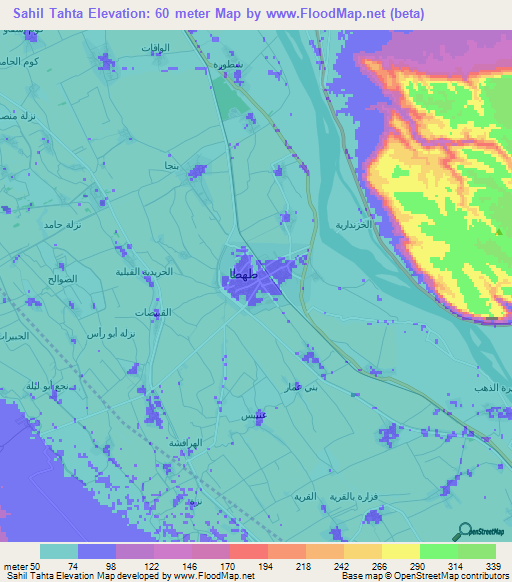 Sahil Tahta,Egypt Elevation Map