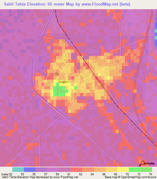 Sahil Tahta,Egypt Elevation Map