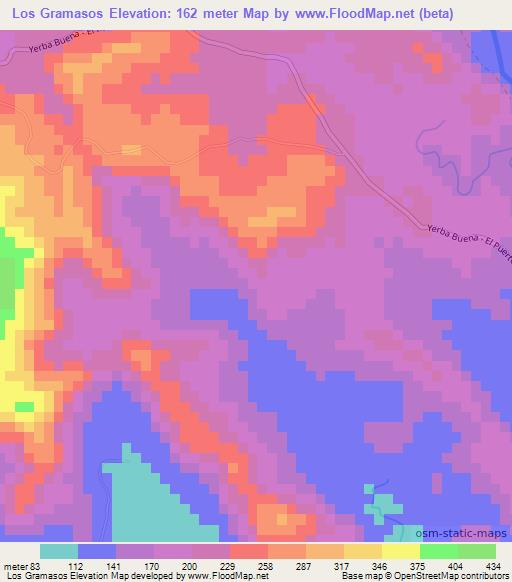 Los Gramasos,Dominican Republic Elevation Map