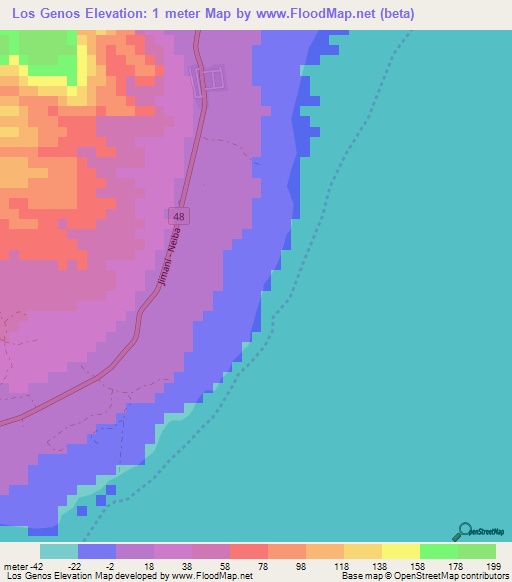 Los Genos,Dominican Republic Elevation Map