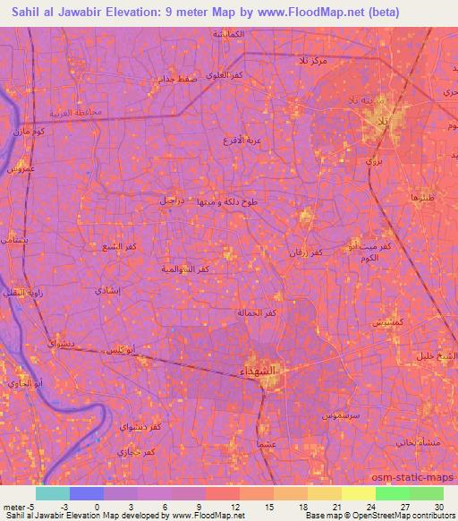 Sahil al Jawabir,Egypt Elevation Map
