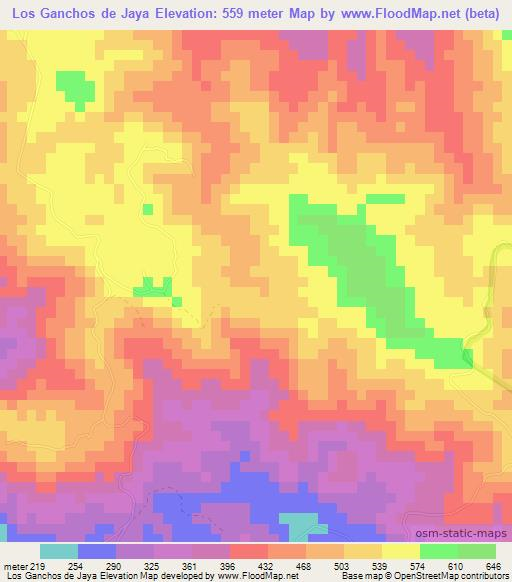 Los Ganchos de Jaya,Dominican Republic Elevation Map