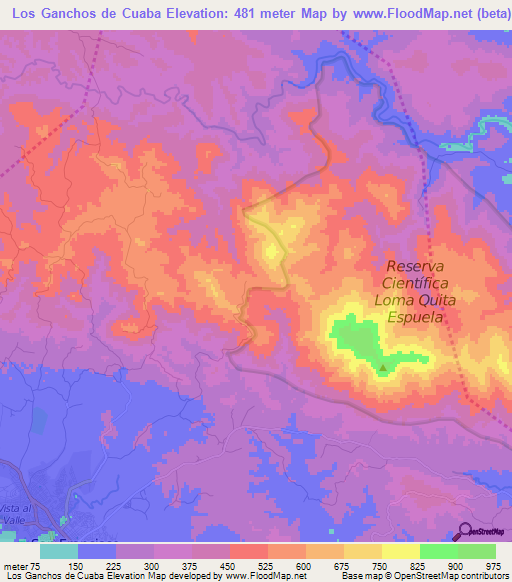 Los Ganchos de Cuaba,Dominican Republic Elevation Map