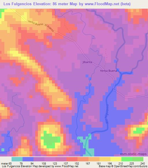 Los Fulgencios,Dominican Republic Elevation Map