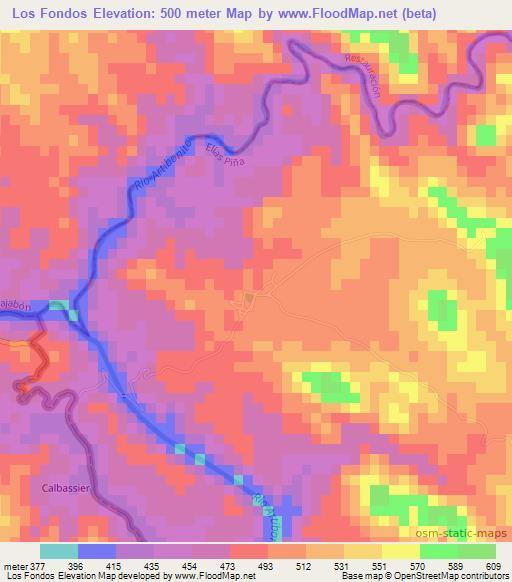 Los Fondos,Dominican Republic Elevation Map