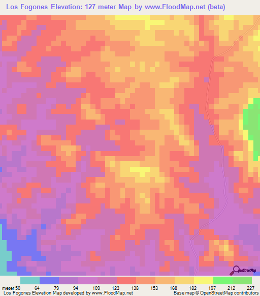 Los Fogones,Dominican Republic Elevation Map