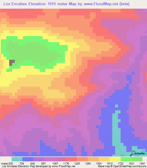 Los Encabes,Dominican Republic Elevation Map