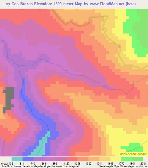 Los Dos Brazos,Dominican Republic Elevation Map