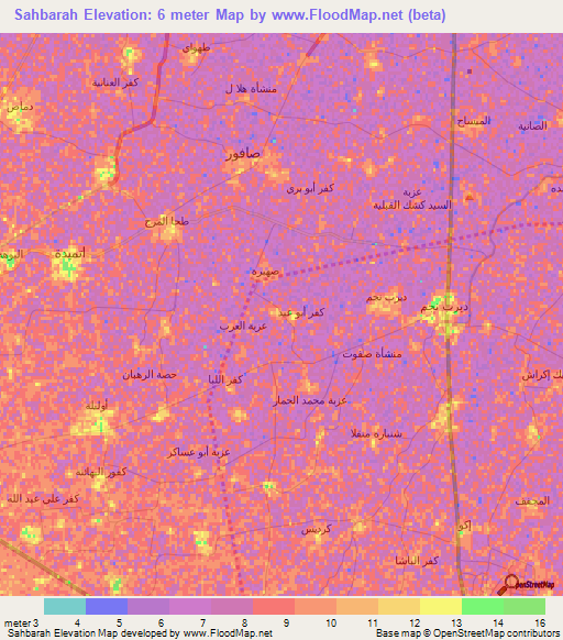 Sahbarah,Egypt Elevation Map