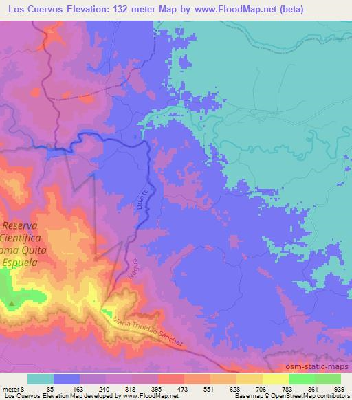 Los Cuervos,Dominican Republic Elevation Map